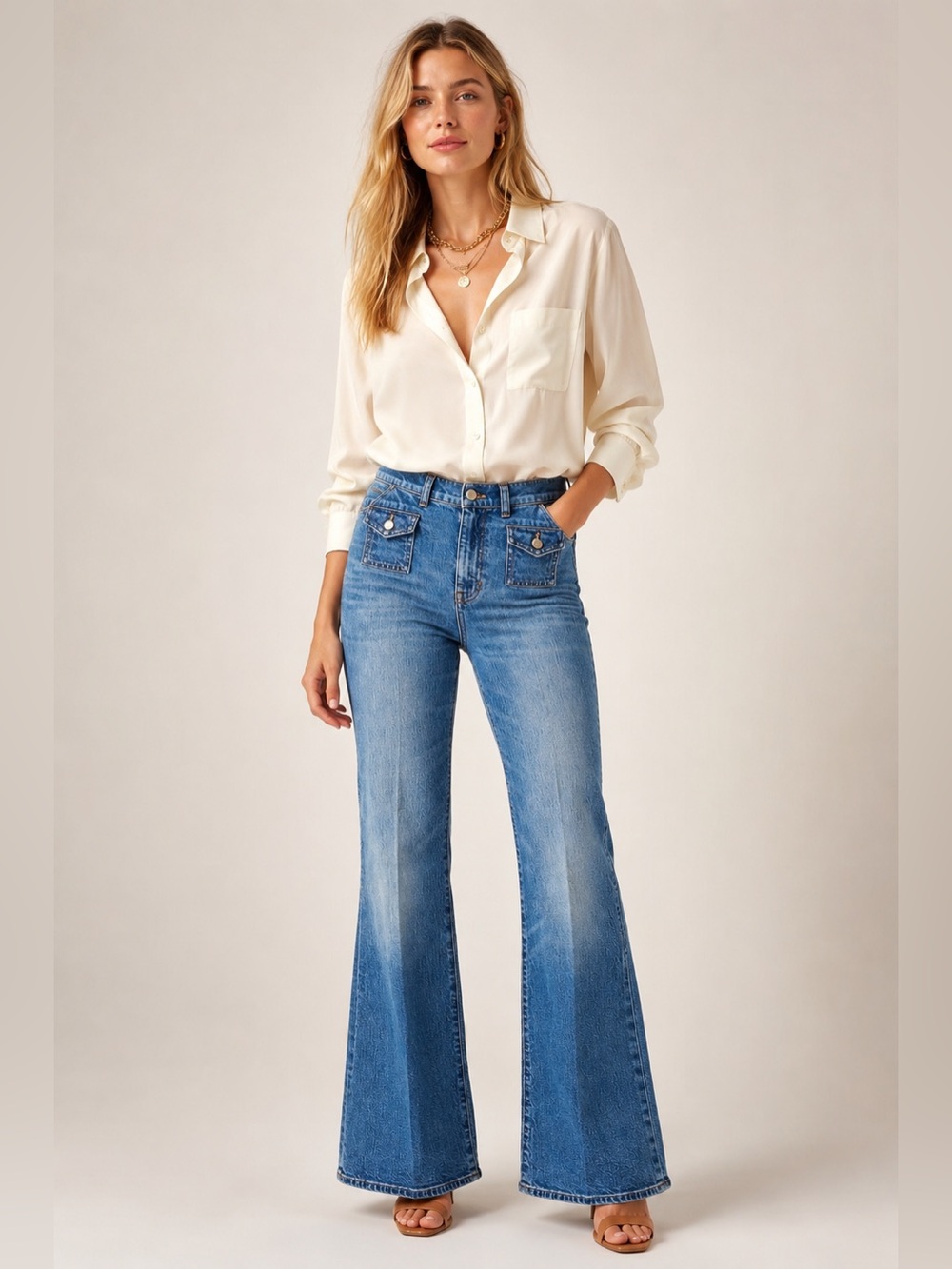 New! J. Crew Vintage flare jean with flap pockets